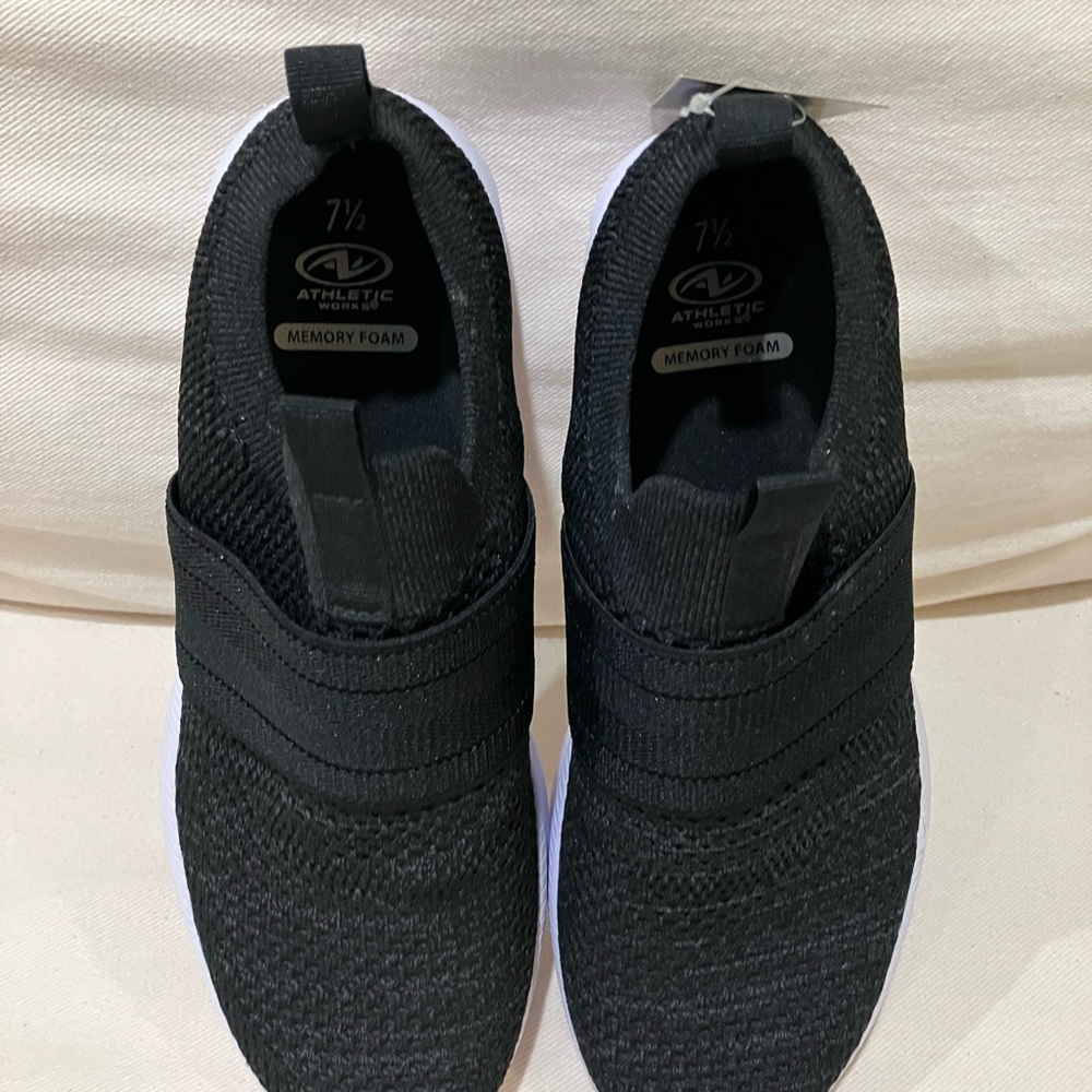 Athletic Works Black Slip-On Athletic Shoes